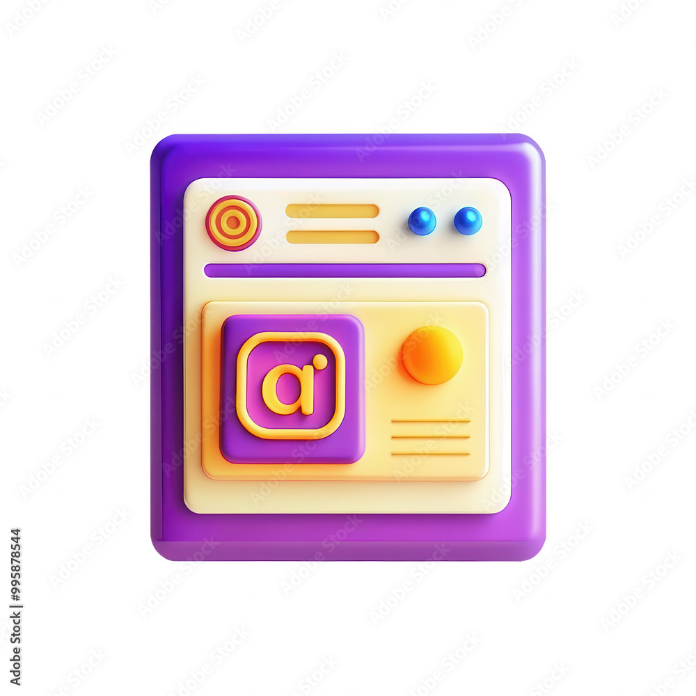 Poster a vibrant 3d render of a colorful user interface icon with various shapes and buttons, showcasing cr