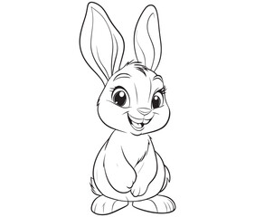 Easter bunny rabbit, Sitting rabbit vector, Rabbit outline character