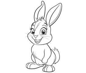 Easter bunny rabbit, Sitting rabbit vector, Rabbit outline character