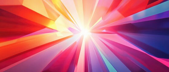 Vibrant abstract backdrop featuring geometric shapes with rays radiating from the center creating a focal point of interest