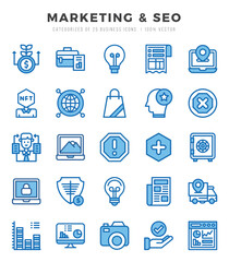 Set of Marketing & SEO Icons. Simple line art style icons pack.