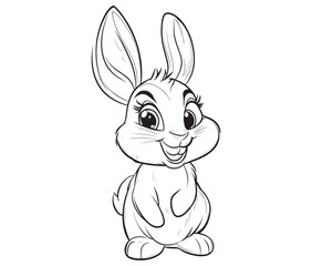 Easter bunny rabbit, Sitting rabbit vector, Rabbit outline character