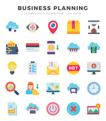 Vector Business Planning types icon set in Flat style. vector illustration.