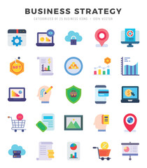 Business Strategy Icons Pack. Flat icons set. Flat icon collection set. Simple vector icons.