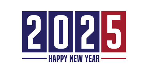 number 2025 happy new year design isolated vector illustration