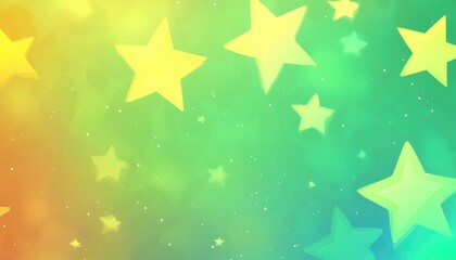 Vibrant light green and yellow 2D cartoon background featuring vivid stars Colorful abstract illustration with gradient elements ideal for advertising posters or banners