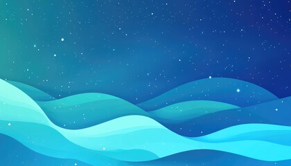 Fototapeta premium Light blue and green 2D cartoon template featuring a starry sky Vibrant illustration with shining stars ideal for ads posters and banners
