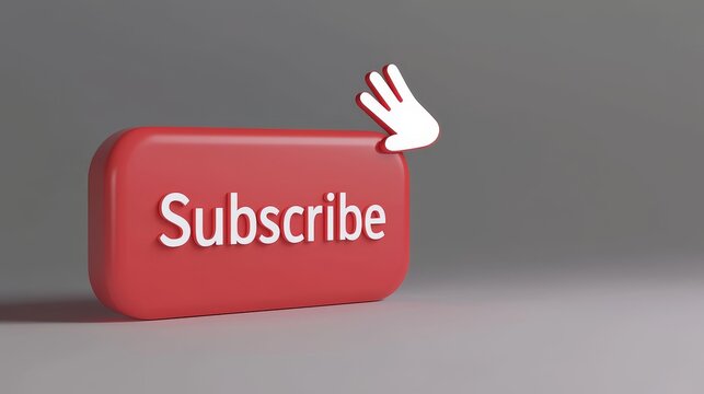 Engaging Image of a Vibrant Red Subscribe Button with a Hand Gesture Inviting Action for Digital Engagement and Connection with Viewers