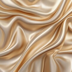 Fototapeta premium Abstract beige silky wavy smooth satin fabric material background. Square wallpaper