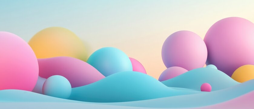 Abstract 3D design backdrop featuring a 2D cartoon illustration