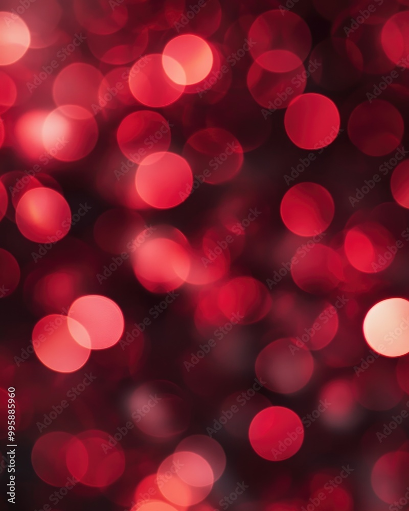 Wall mural abstract red bokeh lights with a defocused unique festive effect