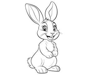 Easter bunny rabbit, Sitting rabbit vector, Rabbit outline character