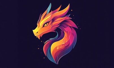 Fantasy dragon 2D cartoon icon illustration for logo design template