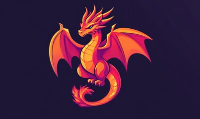 Obraz premium Fantasy dragon 2D cartoon icon illustration for logo design template