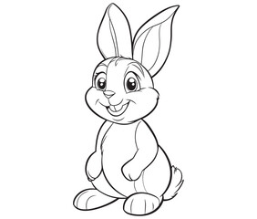 Easter bunny rabbit, Sitting rabbit vector, Rabbit outline character