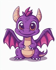 Cute fantasy dragon cartoon logo 2D cartoon character icon illustration