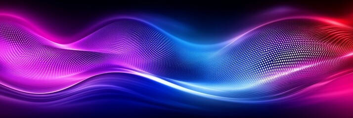 Abstract colorful glowing waves on a dark background.