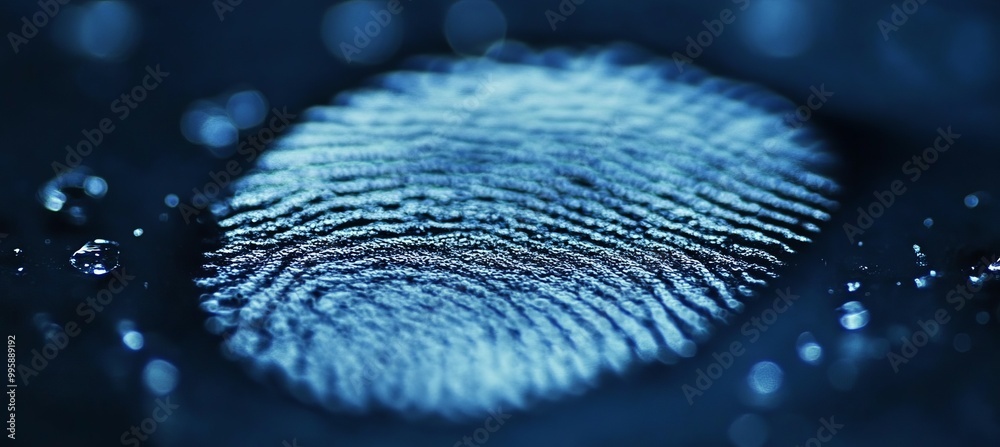 Poster finger print. cyber security biometric human identification. generative ai technology.
