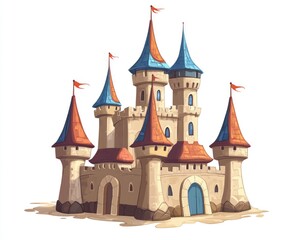 Fototapeta premium Fantasy castle icon 2D cartoon style castle sign or symbol