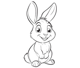 Obraz premium Easter bunny rabbit, Sitting rabbit vector, Rabbit outline character