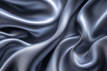 Fototapeta premium Abstract gray silky wavy reflective satin fabric material background. Horizontal (3:2)