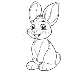 Easter bunny rabbit, Sitting rabbit vector, Rabbit outline character