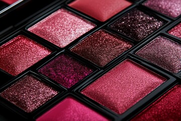 Fototapeta premium Blush and rose toned eyeshadow palette perfect for creating soft romantic makeup looks with a smooth long lasting finish