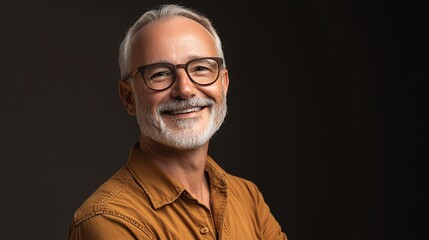 Obraz premium A middle-aged man smiling at the camera.