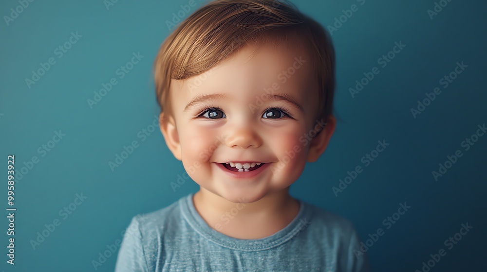 Wall mural A baby boy laughs at the camera.