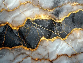 Fototapeta premium Close-up of luxurious marble texture with striking gold veins, perfect for backgrounds and design projects. High-resolution, seamless pattern.