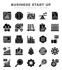 Business Start Up icons Pack. Glyph icons set. Business Start Up collection set.