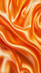 Abstract orange silky wavy reflective satin fabric material background. Vertical (9:16)