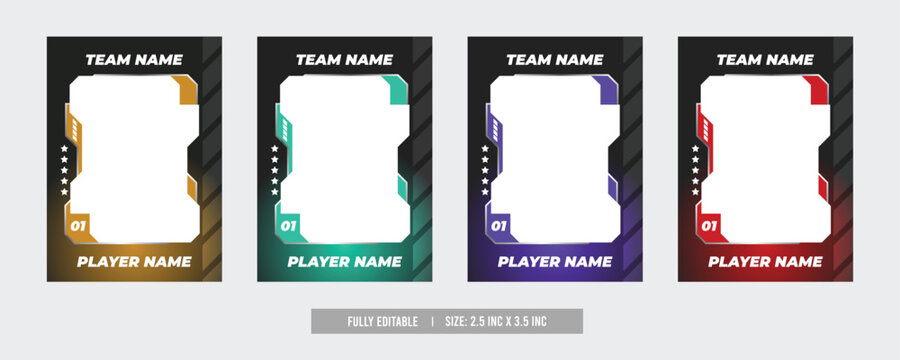 sports trading card, player photo frame template, game trading card for football, hockey and basketball, blank rectangle for photo frame, template eps 10.