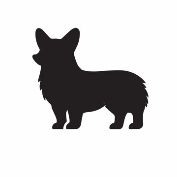 recommend clip art: Welsh Corgi dog standing silhouette Design, Dog Vector illustration in black and white
                    