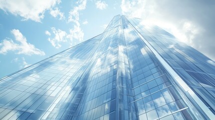 Modern Glass Skyscraper Reflecting Clouds