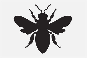 A beautiful flying Bee silhouette vector icon.