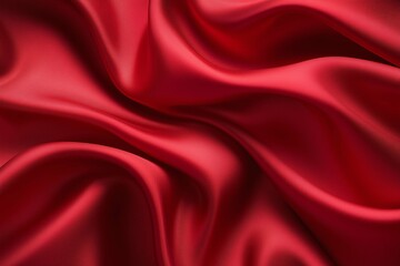 Obraz premium Abstract red silky wavy satin fabric material background. Horizontal (3:2)