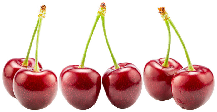 set of the sweet cheries isolated on a white background