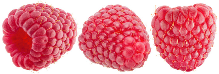 set of the raspberries isolated on a white background
