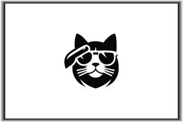 Cat icons collection. Kittens emoji symbols set. Black and white simple outline cats head kitten icons