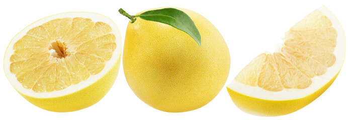 set of the pomelo fruits isolated on a white background