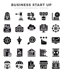 Simple Set of Business Start Up Related Vector Glyph Icons.