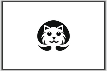 Cat icons collection. Kittens emoji symbols set. Black and white simple outline cats head kitten icons
