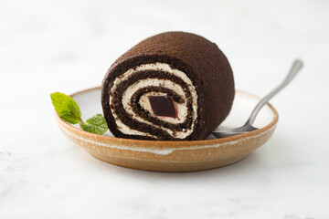Chocolate Swiss roll with jelly
