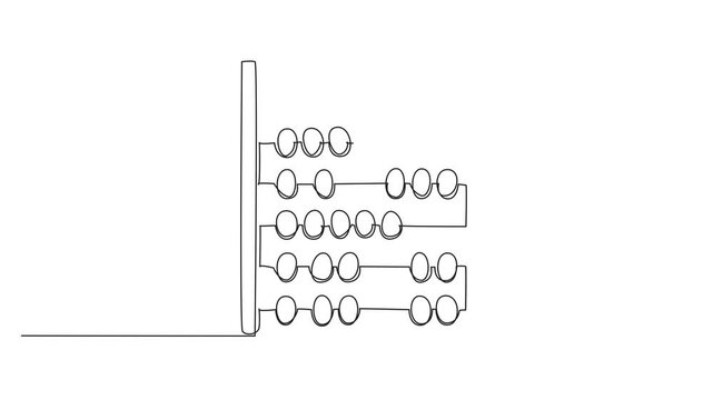 Self drawing animation of single line drawing the abacus from wood. An old-fashioned counting tool. Used by children who are learning. Classic. International Day of Mathematics. Full length animated