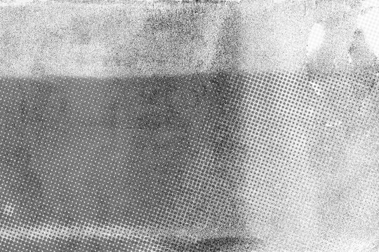 scanned paper, Halftone faded gradient texture. Grunge halftone grit background. White and black sand noise effect overlay