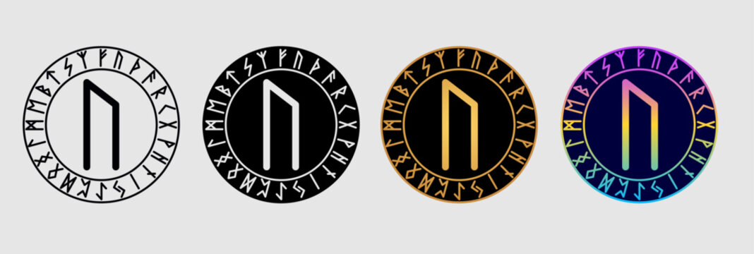 Scandinavian rune Uruz  in different design variations.