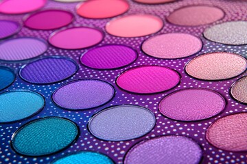 Playful and vibrant eyeshadow palette featuring a mix of purple pink and blue tones in circular pans ideal for creative and youthful beauty looks with bold eye catching colors