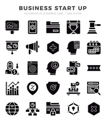 Business Start Up elements. Glyph web icon set. Simple vector illustration.