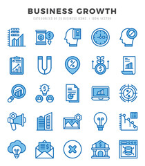 Business Growth Icons Pack Two Color Style. Vector illustration.